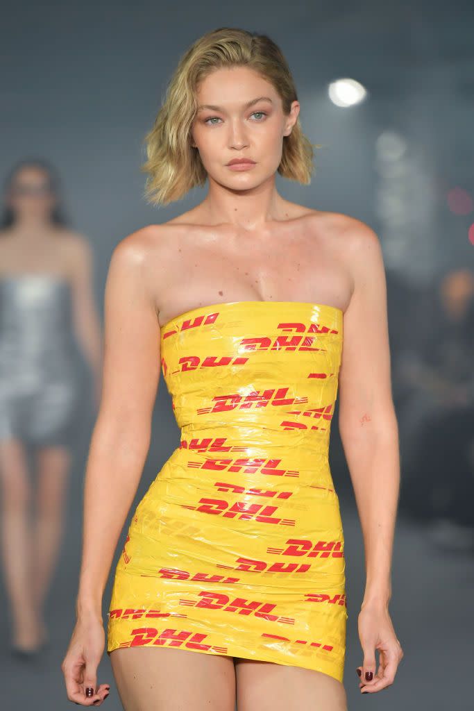 paris, france september 27 editorial use only for non editorial use please seek approval from fashion house gigi hadid walks the runway during the vetements paris womenswear spring summer 2025 show as part of paris fashion week on september 27, 2024 in paris, france photo by dominique charriauwireimage