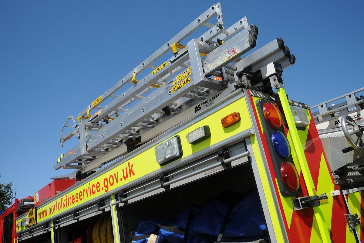 Reports of a barn filled with hay catching alight in Snetterton were made to emergency services at 12.28pm. <i>(Image: Newsquest)</i>