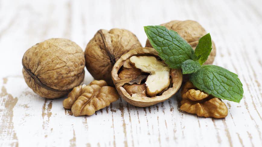 A small handful of walnuts every day delivers a healthy dose of omega-3 fatty acids, alpha-linolenic acid, melatonin, copper, manganese, and the hard-to-find gamma-tocopherol form of vitamin E, which helps protect your heart, according to Lipman.<br> “Walnuts on your plate may also protect your brain and help slow the onset of Alzheimer’s and Parkinson’s disease,” he says.