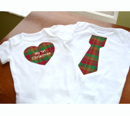 <div class="caption-credit"> Photo by: Etsy</div><b>Twins First Christmas</b> <br> What better way to celebrate your twins' first Christmas then with matching bodysuits? This set is for boy and girl twins, however you can customize the order for 2 girls or 2 boys if need be. <br> <i><a href="http://www.disneybaby.com/blog/holiday-themed-bodysuits-for-baby/#slide6" rel="nofollow noopener" target="_blank" data-ylk="slk:Get it here;elm:context_link;itc:0;sec:content-canvas" class="link ">Get it here</a></i> <br>