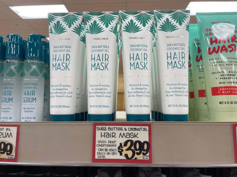 Trader Joe's hair mask on display