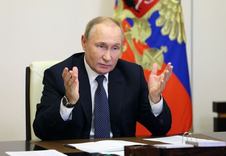 El presidente Vladimir Putin durante una ceremonia virtual en el Kremlin