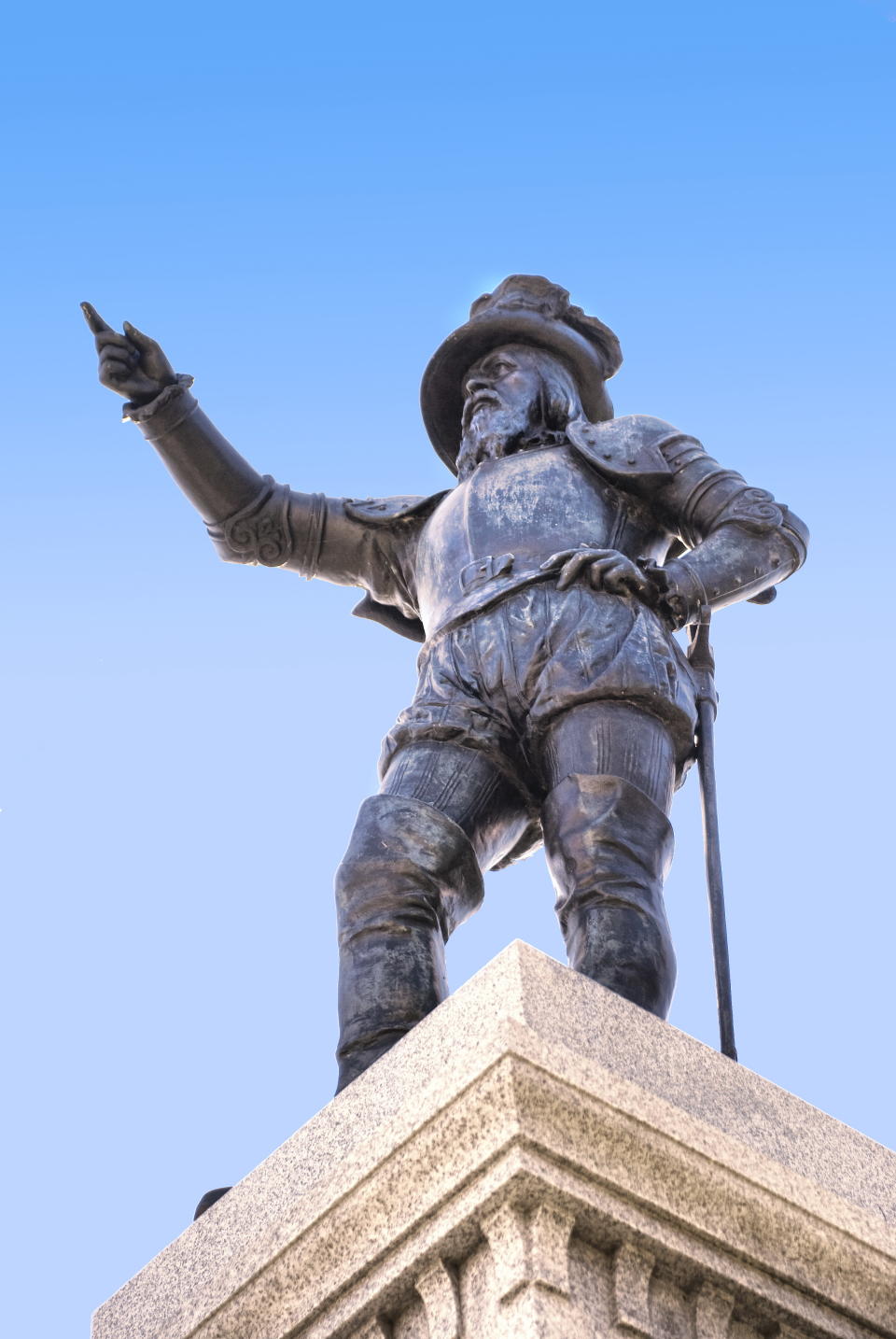 This undated image provided by the St. Augustine, Ponte Vedra & The Beaches Visitors and Convention Bureau shows a statue of Spanish explorer Ponce de Leon located at the foot of the Bridge of Lions in St. Augustine’s Plaza de La Constitucion. On April 2, 2013, St. Augustine will unveil another statue of de Leon located at the exact latitude logged by his ship the day before he claimed “La Florida” as a Spanish territory in April 1513. This year Florida is marking 500 years since de Leon’s arrival with a series of events related to the state's Spanish heritage and other aspects of its history. (AP Photo/FloridasHistoricCoast.com/ Stacey Sather)