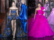 <p>Opulente, aufregend skulpturierte Schnitte, üppige Stoffe und wunderbar irisierende Farben dominierten die neue Kollektion des libanesischen Designers Zuhair Murad. (Bilder: ddp) </p>