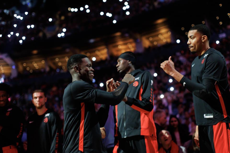 Dennis Schroder made a strong first impression with the Raptors in their season-opening win against the Timberwolves. (Photo by Cole Burston/Getty Images)