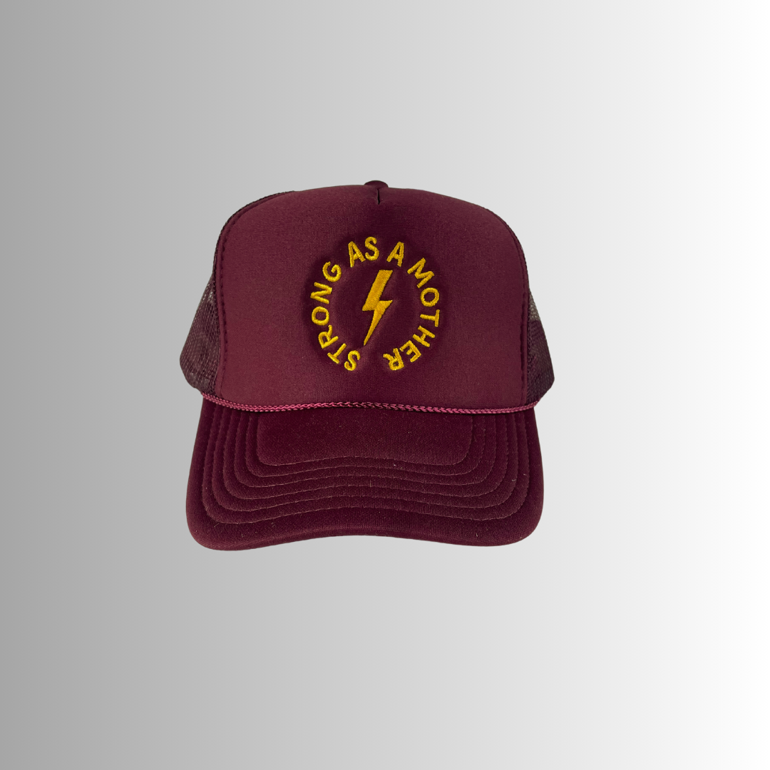 <p><a href="https://motherhats.com/collections/truckers/products/strong-as-a-mother-embroidered-trucker-hat-maroon" rel="nofollow noopener" target="_blank" data-ylk="slk:Shop Now;elm:context_link;itc:0;sec:content-canvas" class="link rapid-noclick-resp">Shop Now</a></p><p>"Strong as a mother" Embroidered Trucker Hat </p><p>motherhats.com</p><p>$35.00</p><span class="copyright">Mother Hats </span>