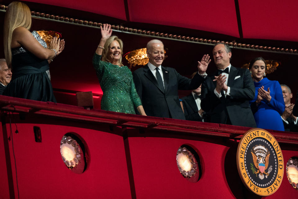 US President Joe Biden and US First Lady Jill Biden attend the 46th Kennedy Center Honors gala at the Kennedy Center for the Performing Arts.