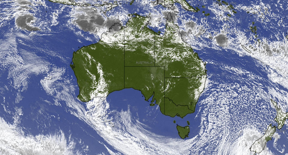 A satellite weather map of Australia on Australia Day.