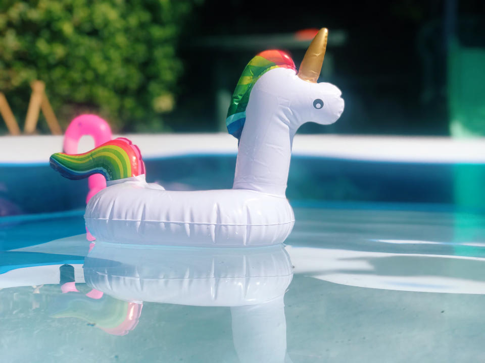 Pictured: Unicorn in pool. Image: Getty