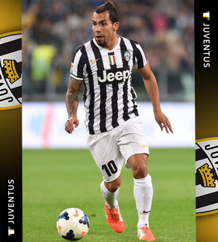 Carlos Tevez is a goal scoring machine currently at Juventus after successful stints at Manchester United and Manchester City. in 2014 the Argentine international ended the season as the team's top goalscorer with 21 goals in all competitions, and was named as Juve's "Player of the Season". He was the third-highest goalscorer in Serie A with 19 goals, as the Bianconeri won a 30th Scudetto.