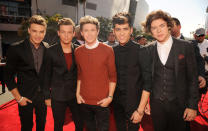 The guys from British boy band One Direction looked cute as always in their fall-like ensembles. In addition to performing at the fete, the lads were nominated for Best New Artist and Best Pop Video for their "What Makes You Beautiful" clip.