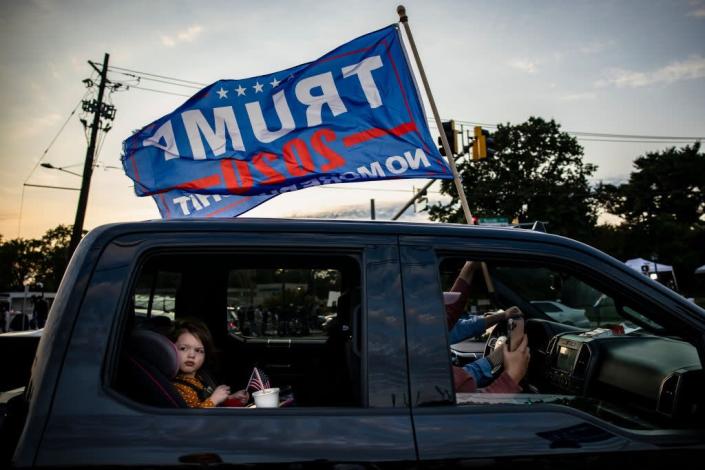 Trucks and cars with Trump flags have abounded on US streets and highways this election season. (Getty Images)