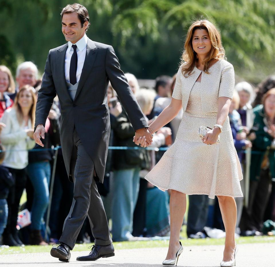 Roger Federer and his wife Mirka arrive at St Mark's Church ahead of the wedding of Pippa Middleton and James Matthews on May 20, 2017 in Englefield, England. Middleton, the sister of Catherine, Duchess of Cambridge is to marry hedge fund manager James Matthews in a ceremony Saturday where her niece and nephew Prince George and Princess Charlotte are in the wedding party, along with sister Kate and princes Harry and William