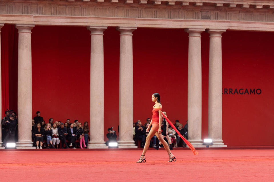 A new geometric heel was derived by the brand’s Gancini hardware.  - Credit: Getty Images