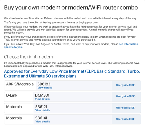 Screenshot of information about buying a WiFi router