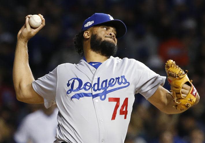 Count the Marlins among those pursuing free-agent closer Kenley Jansen. (AP) 
