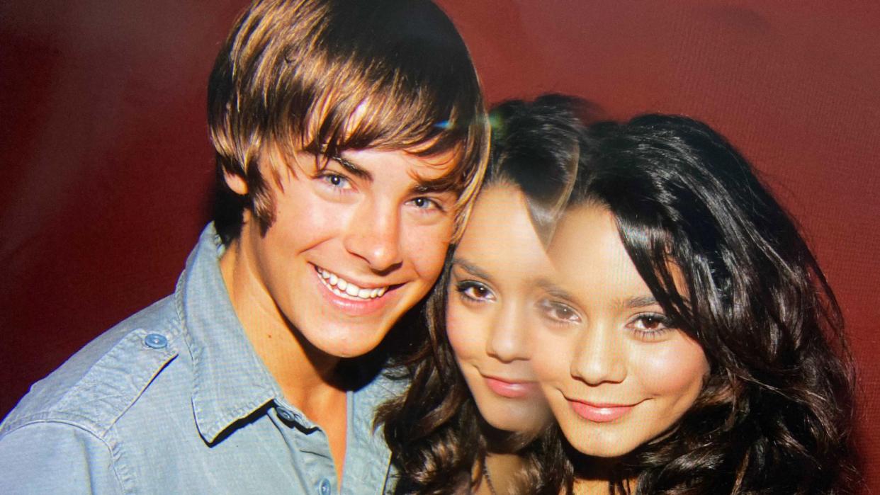 A distorted photo of Zac Efron and Vanessa Hudgens together