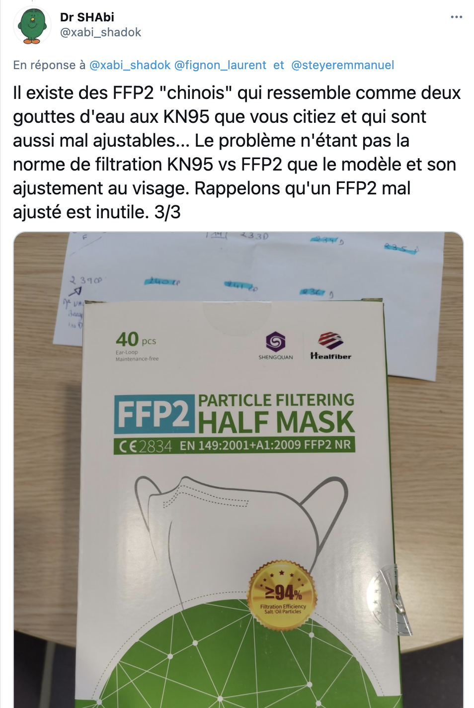 Attention aux modèles de masques.