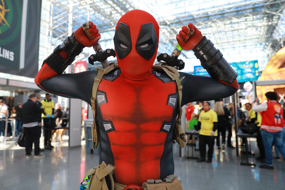 A cosplayer dressed as character from Deadpool attends the New York Comic Con 2019  at the Jacob Javits Center on Oct. 5, 2019 in New York City. (Photo: Gordon Donovan/Yahoo News)