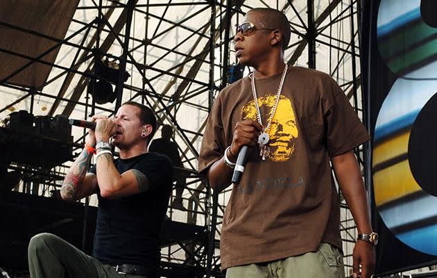 Jay stopped the show to play Numb/Encore at V Festival. Source: Getty