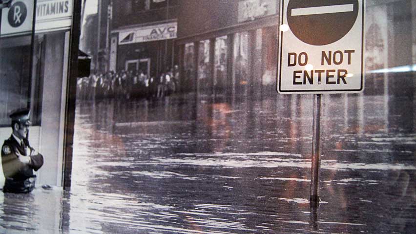 This photo of a police officer, Const. Jack Shuttleworth, was taken during the 1974 flood in Cambridge. It was featured inside the Cambridge Mill restaurant, which overlooks the river.  