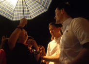 Acting Minister for Social and Family Development Chan Chun Sing (centre) and Dr Koh Poh Koon (right) at the PAP rally on 18 January 2013.