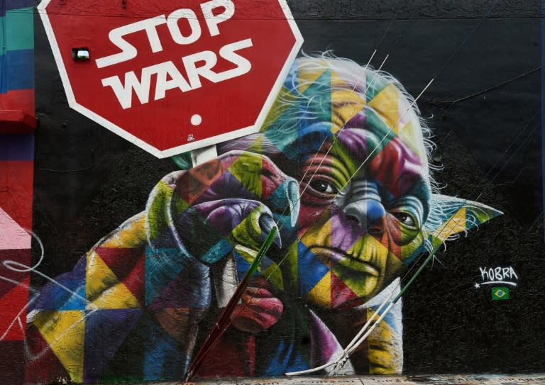 Brazilian artist Kobra's mural is seen on a corner of the Wynwood neighborhood of Miami, Florida, on September 28, 2016