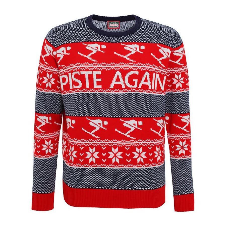 <p>£19.99, <a rel="nofollow noopener" href="http://www.cheesychristmasjumpers.com/product/piste-again-christmas-jumper" target="_blank" data-ylk="slk:Cheesy Christmas Jumpers;elm:context_link;itc:0;sec:content-canvas" class="link ">Cheesy Christmas Jumpers</a></p>