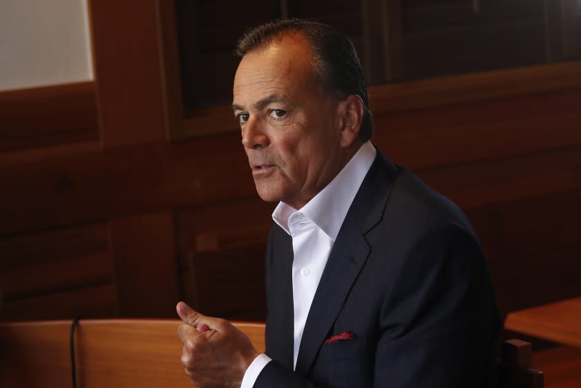 PACIFIC PALISADES, CA-SEPTEMBER 21, 2018: Shopping center developer Rick Caruso is photographed on the grounds of his latest project, Palisades Village in Pacific Palisades, that is opening on Saturday. (Mel Melcon/Los Angeles Times)