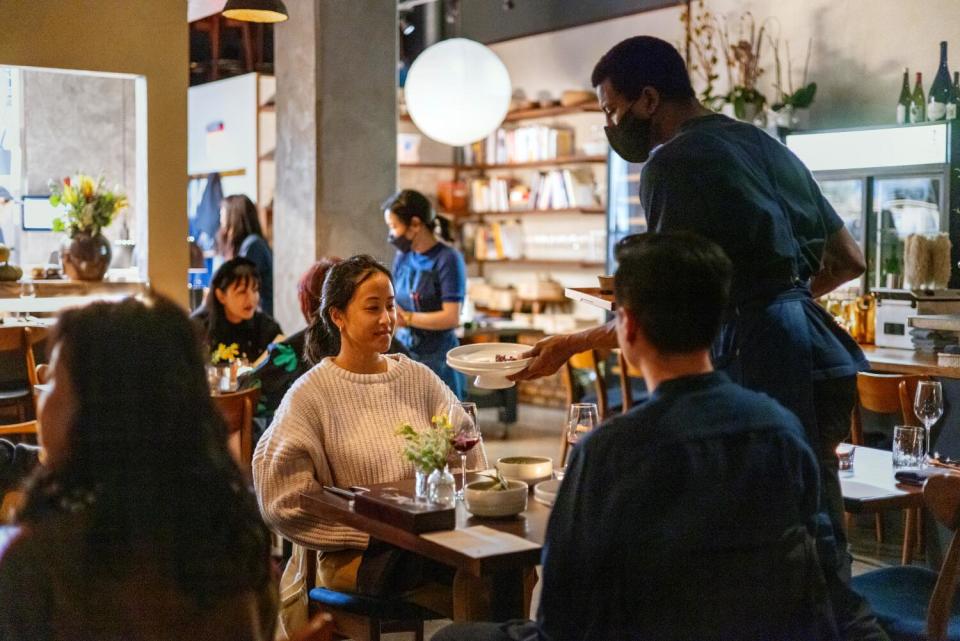 Diners enjoy the dinner service at the new Baroo in the Arts District.