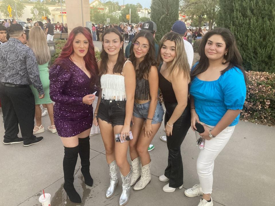 Maria Gonzalez, left, Miabella Pennington, Fernanda Solis, Lily Duran, and Suzette Frescas were pumped Sept. 24 before the 2023 Don Juan World Tour concert.