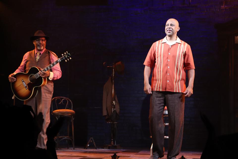 Junior Mack and Ruben Santiago-Hudson during the first performance of "Lackawanna Blues" on Sept. 14, 2021.