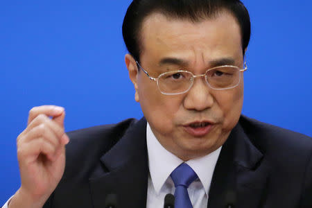 Chinese Premier Li Keqiang speaks at a news conference following the closing session of the National People's Congress (NPC) at the Great Hall of the People in Beijing, China March 15, 2019. REUTERS/Jason Lee