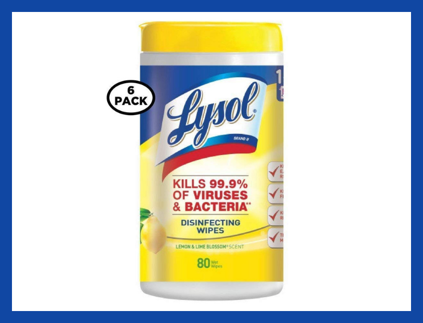 Lysol Disinfecting Wipes, Lemon and Lime Blossom, 80-count (six-pack). (Photo: Amazon)