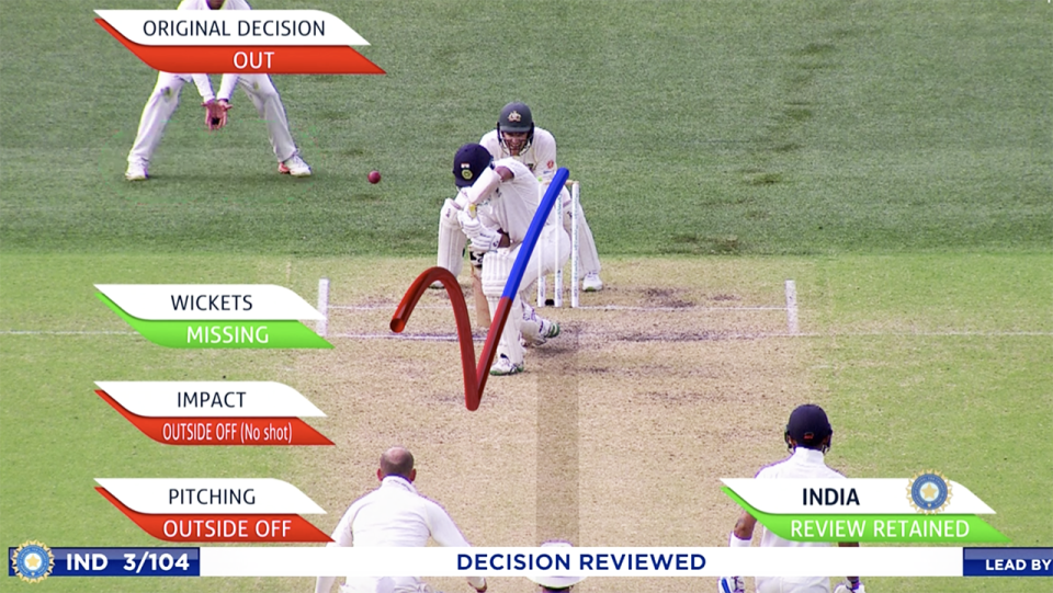 Ball-tracking had the ball going over. Image: Channel 7