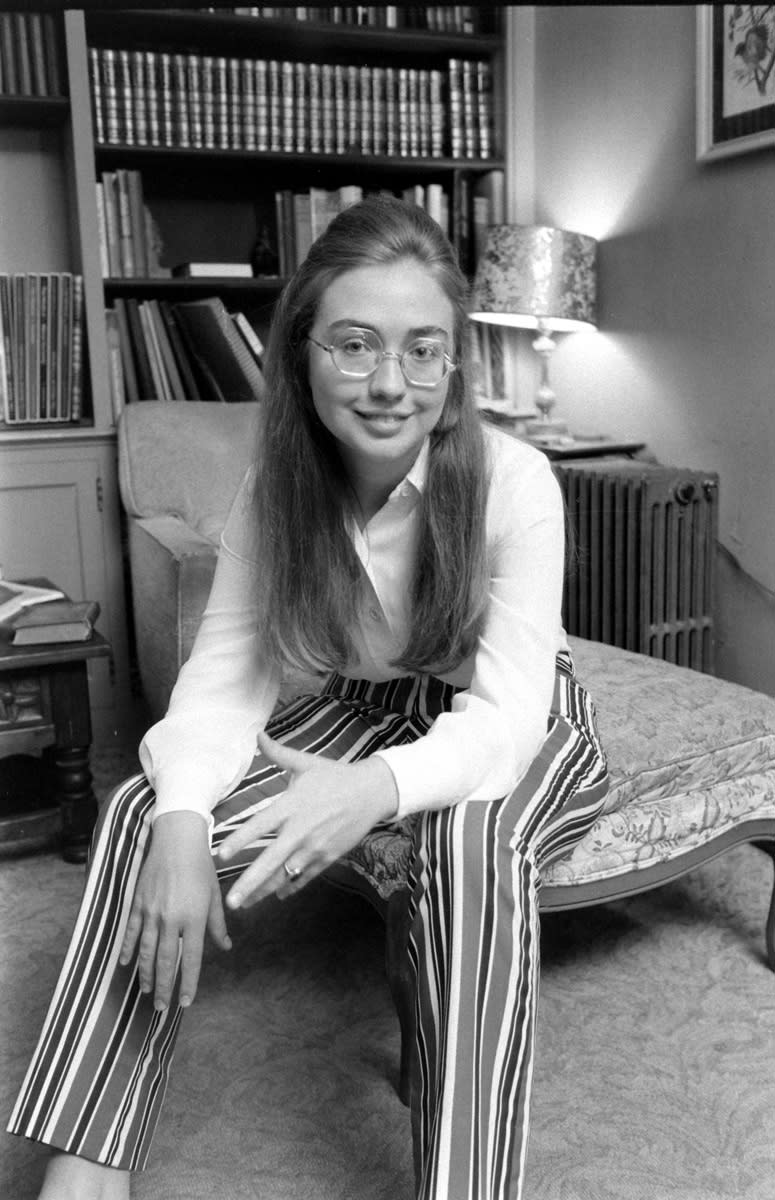 Hillary Rodham styled her hair long and straight and wore glasses in 1969