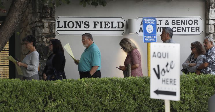 Voters stand in line at an early polling site, Oct. 24, 2016, in San Antonio. (Photo: Eric Gay/AP)