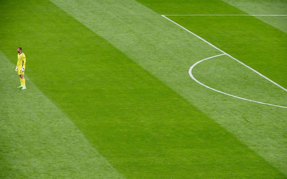 Scotland's goalkeeper David Marshall stands on the pitch after he failed to safe a long distance shot by Czech Republic's Patrik Schick d - AP Photo/Andy Buchanan, Pool