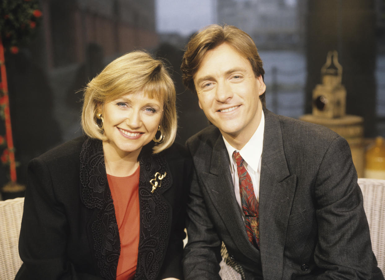 Judy Finnigan and Richard Madeley, married presenters of British daytime television show This Morning in 1990. (Photo by Tim Roney/Getty Images)