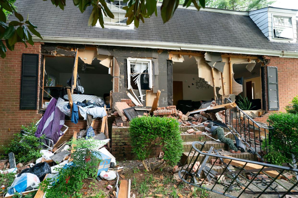 The crime scene where law enforcement officers were serving a warrant on April 30, 2024, in Charlotte, North Carolina.