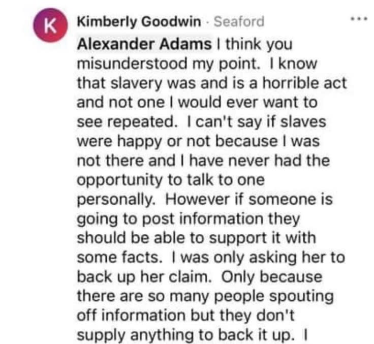<em>Another one of Goodwin’s posts on slaves (Via Freedom of Information Act request shared with WAVY) </em>