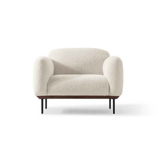 cream Kardiel puff fabric chair against white background