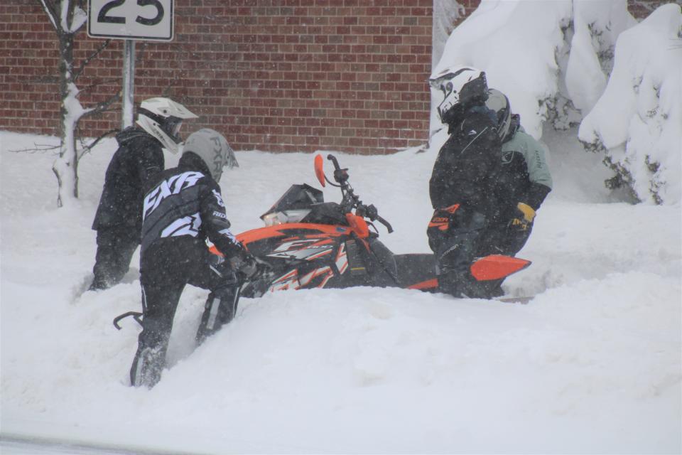 It was a big day for snowmobilers in Cheboygan on Saturday, Jan. 13, 2024, but even they felt the effects of the big snowstorm that took place.