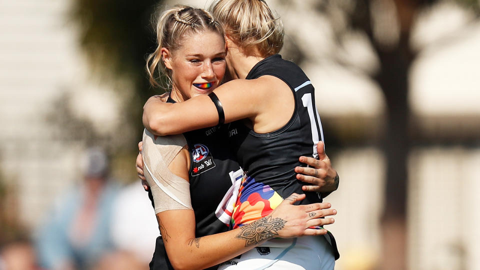 Tayla Harris in action for Carlton. (Photo by Michael Willson/AFL Media)