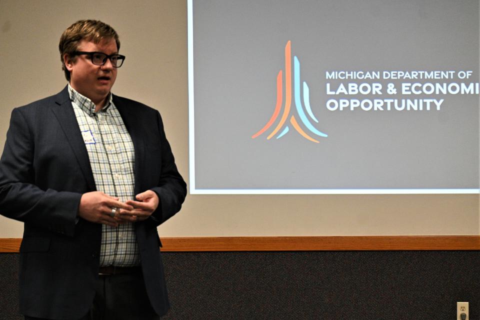 MIHI Chief Connectivity Officer Eric Frederick addressed the high-speed internet workshop Tuesday in Coldwater.