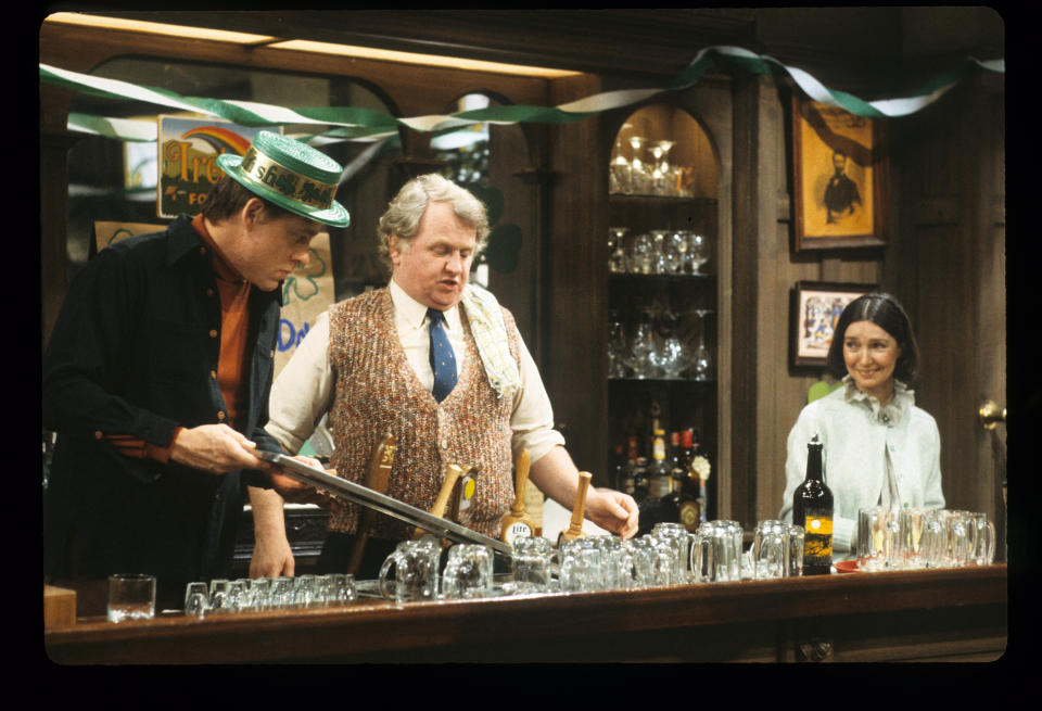 Earl Hindman, Malachy McCourt, Helen Gallagher on St. Patrick’s Day 1983 episode of ‘Ryan’s Hope’