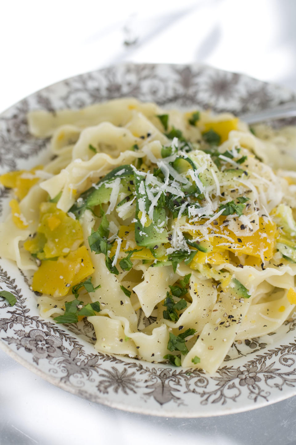 This Sept. 23, 2013 photo shows Ceasar squash pappardelle in Concord, N.H. (AP Photo/Matthew Mead)