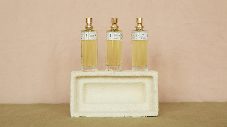 Ffern's made-to-order fragrances are packaged in biodegradable boxes crafted from mycelium fungus.