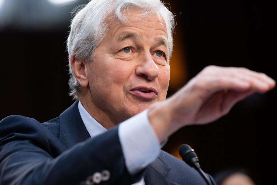 (FILES) JPMorgan Chase Chairman and CEO Jamie Dimon testifies during a Wall Street oversight hearing by the Senate Banking, Housing, and Urban Affairs committee on Capitol Hill in Washington, DC, December 6, 2023.