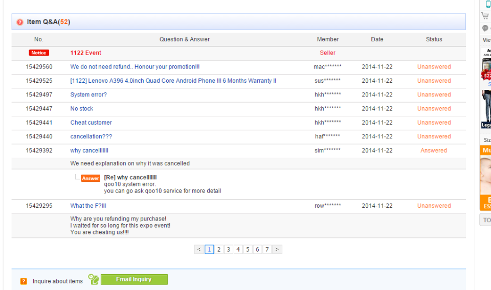 Screenshot of some of the complaints made against Zhiming Global.